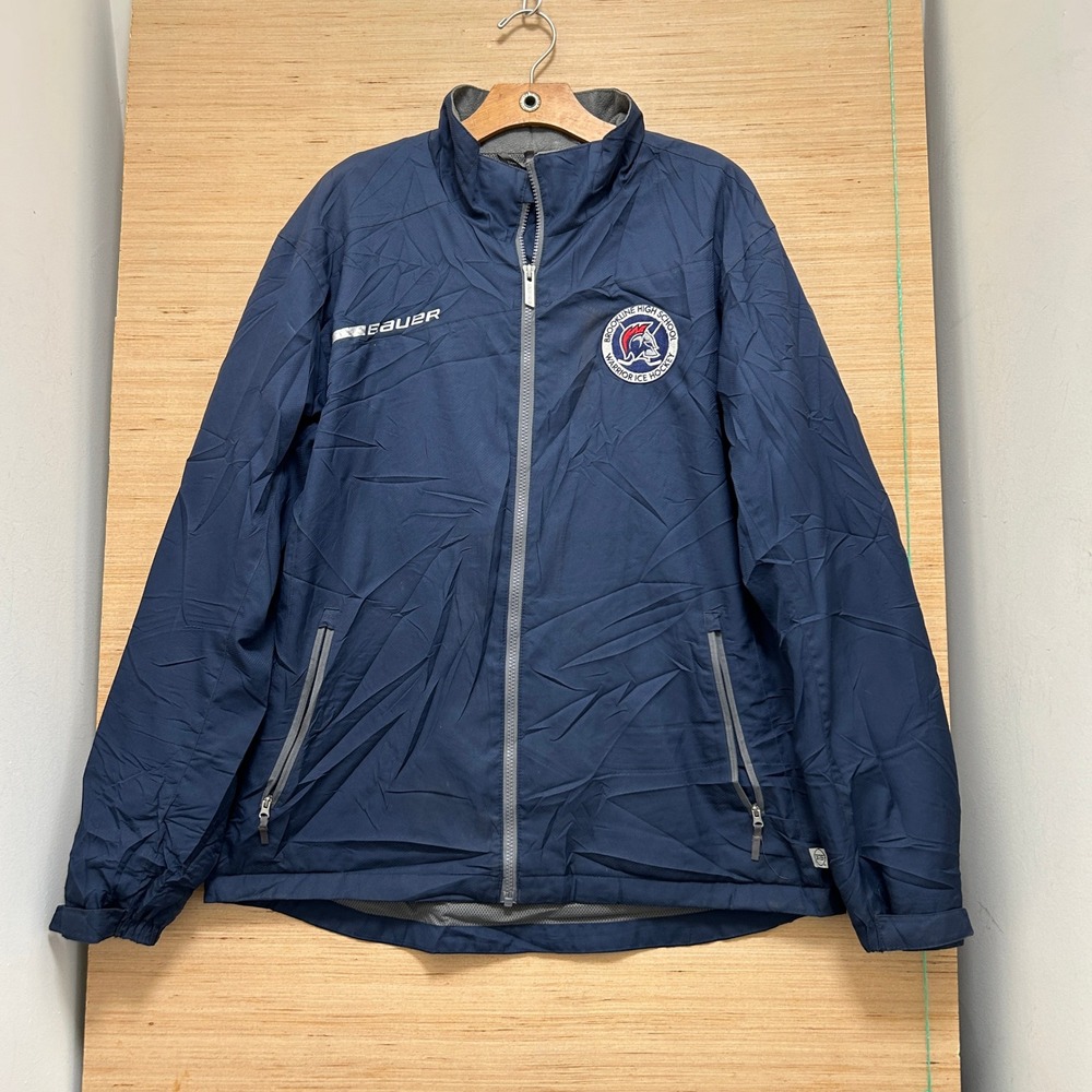 Bauer Team Mens Medium Brookline High Ice Hockey Warm Up Full Zip Jacket Navy